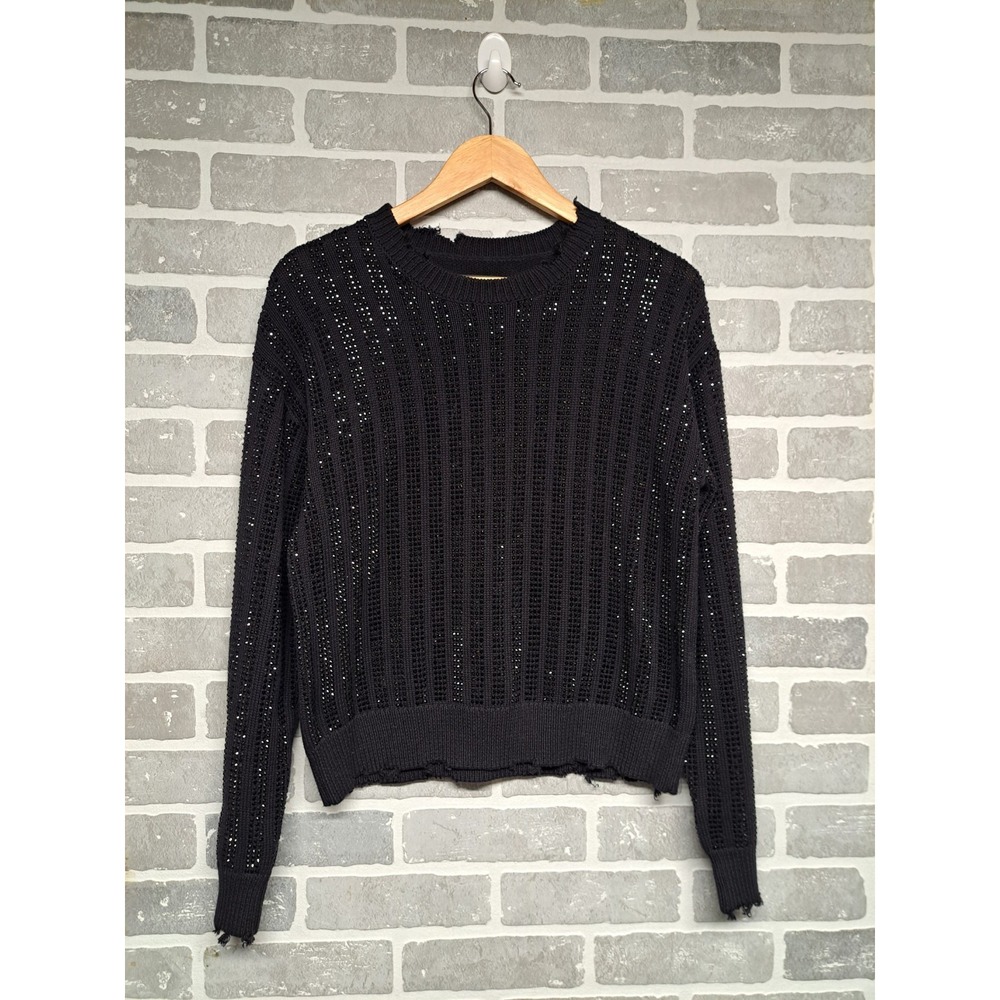 RtA Womens Pullover Black Sweater With Metalic Detail Size XS